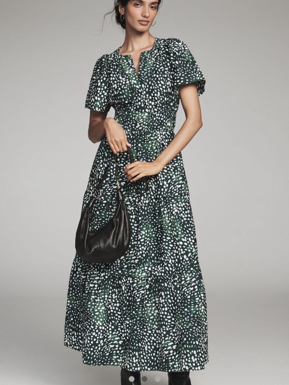 Anthropologie Somerset Maxi Dress Green Dot